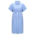 thumbnail image 4 of Womens Maternity Casual Shorts Sleeve V Neck Loose Shirts Dress Pregnant Button Down Casual Dress, 4 of 7