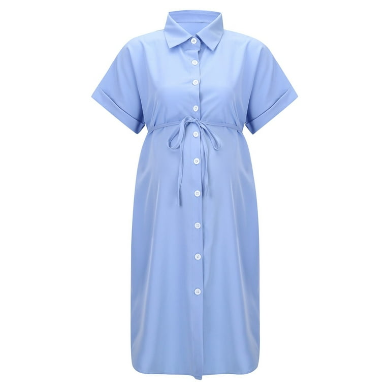 Maternity Dress for Women Maternity Button Down Shirt Dress V-Neck Short Sleeve Loose Casual Comfort Pregnancy Wear Maternity Clothes - Walmart.com Maternity Dress for Women Maternity Button Down Shirt Dress V-Neck Short Sleeve Loose Casual Comfort Pregnancy Wear Maternity Clothes - Walmart.com