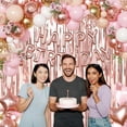 thumbnail image 7 of Rose Gold Birthday Decorations, Gold Pink Peach White Balloons Confetti Foil Balloons Happy Birthday Banner Butterfly Fringe Curtains birthday Decorations for Women Teens, 7 of 7