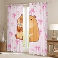 thumbnail image 2 of Erosebridal Cute Animal Capybara Blackout Curtains Set of 2 (52x84 Each) For Capybara Lover,Kawaii Bowknot Pink Floral Window Curtains For Girls Kids, 2 of 6