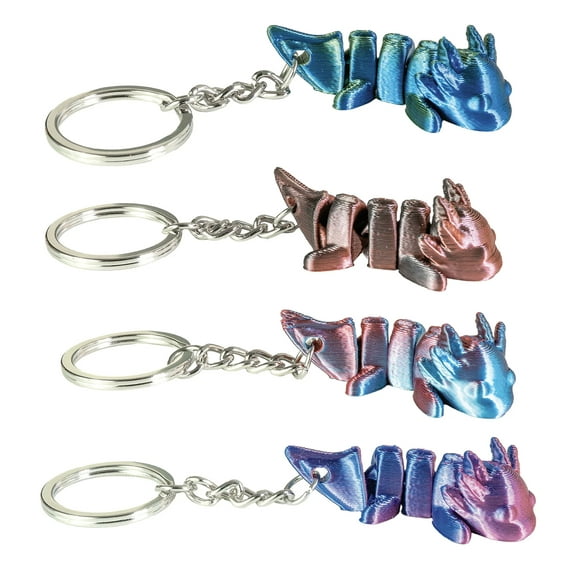 Set of 4 RANDOM 3D Printed Axolotl Fidget Toy Keychain - Auditory Fun Wiggle Articulated