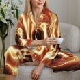 thumbnail image 6 of Uemuo orange lightning Pattern Womens Pajama Sets,PJ Set for Women,Pajamas for Women Logo,Long Sleeve Pajama Set for Women,Soft Long Sleeve Top With Pants-Medium, 6 of 7