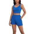 thumbnail image 2 of INSPIRE CHIC Women's 2 Piece Outfits Ribbed Knit Crop Tank Tops Shorts Sets with Pocket XL Blue, 2 of 5