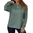thumbnail image 2 of Sudadera con Capucha para Mujer, Informal, de Punto Gofre, de Larga, con Cordón Ajustable, Ligera, con Capucha Verde XL, 2 of 8