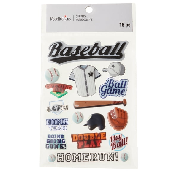 Recollections Dimensional Baseball Stickers, 12 Pack