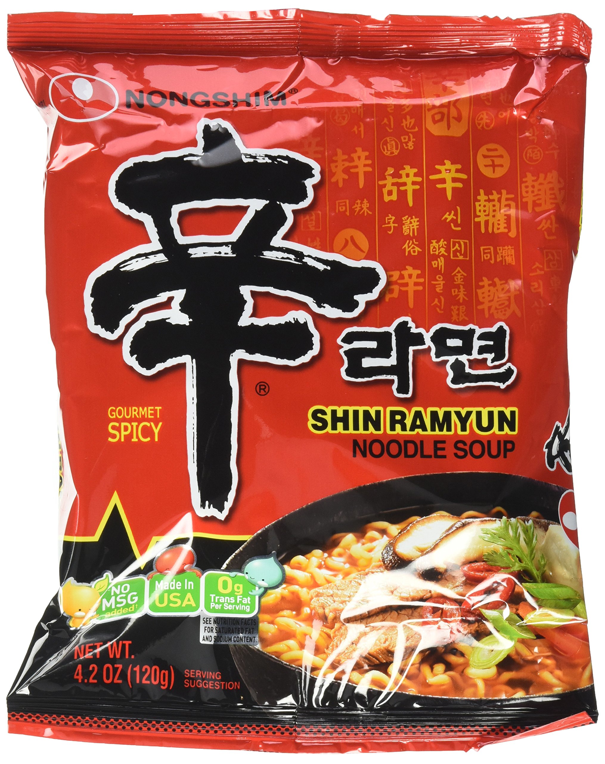 Nongshim Shin Ramyun Noodle Soup Gourmet Spicy 4 2 Ounce Pack Of 16 
