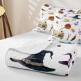 thumbnail image 4 of Homewish Watercolor Witch Halloween Twin Quilt Set,Magic Cartoon Book Print Twin Coverlet Set,Cream White,2 Pieces, 4 of 7