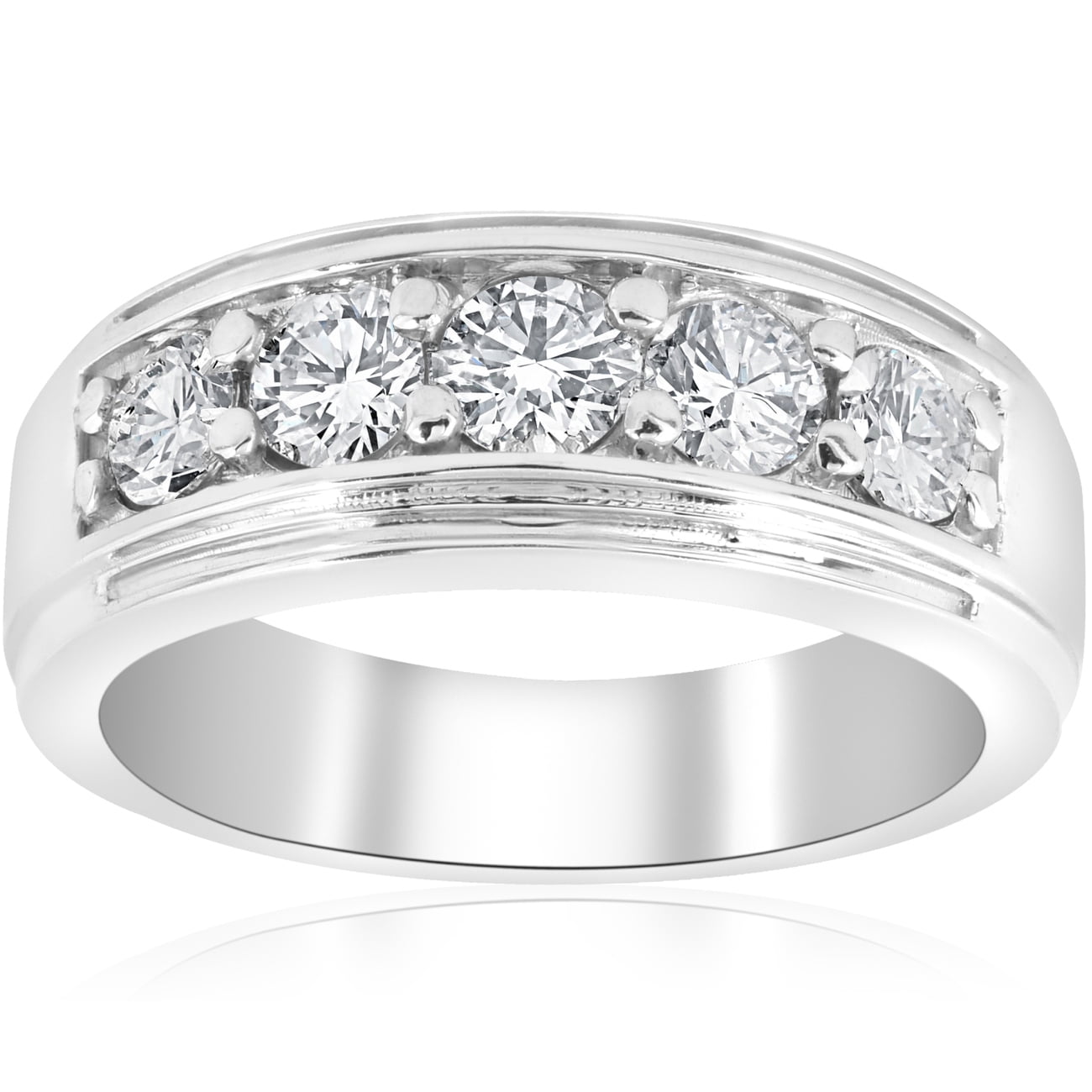 1 CT 14k Solid White Gold Diamond Wedding Band Ring Round Cut Channel Set