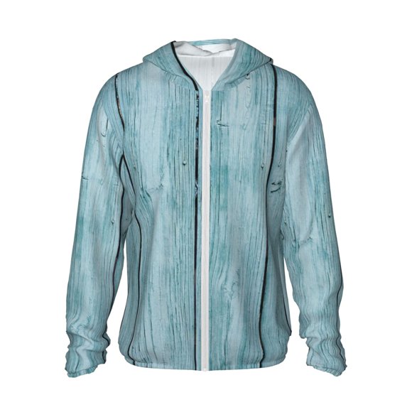 Vsdgher Sweat à Capuche Adulte Turquoise en Bois Imprimé 1 pour Hommes Femmes, Manches Longues Protection Solaire Pêche pour Course Natation-Petit