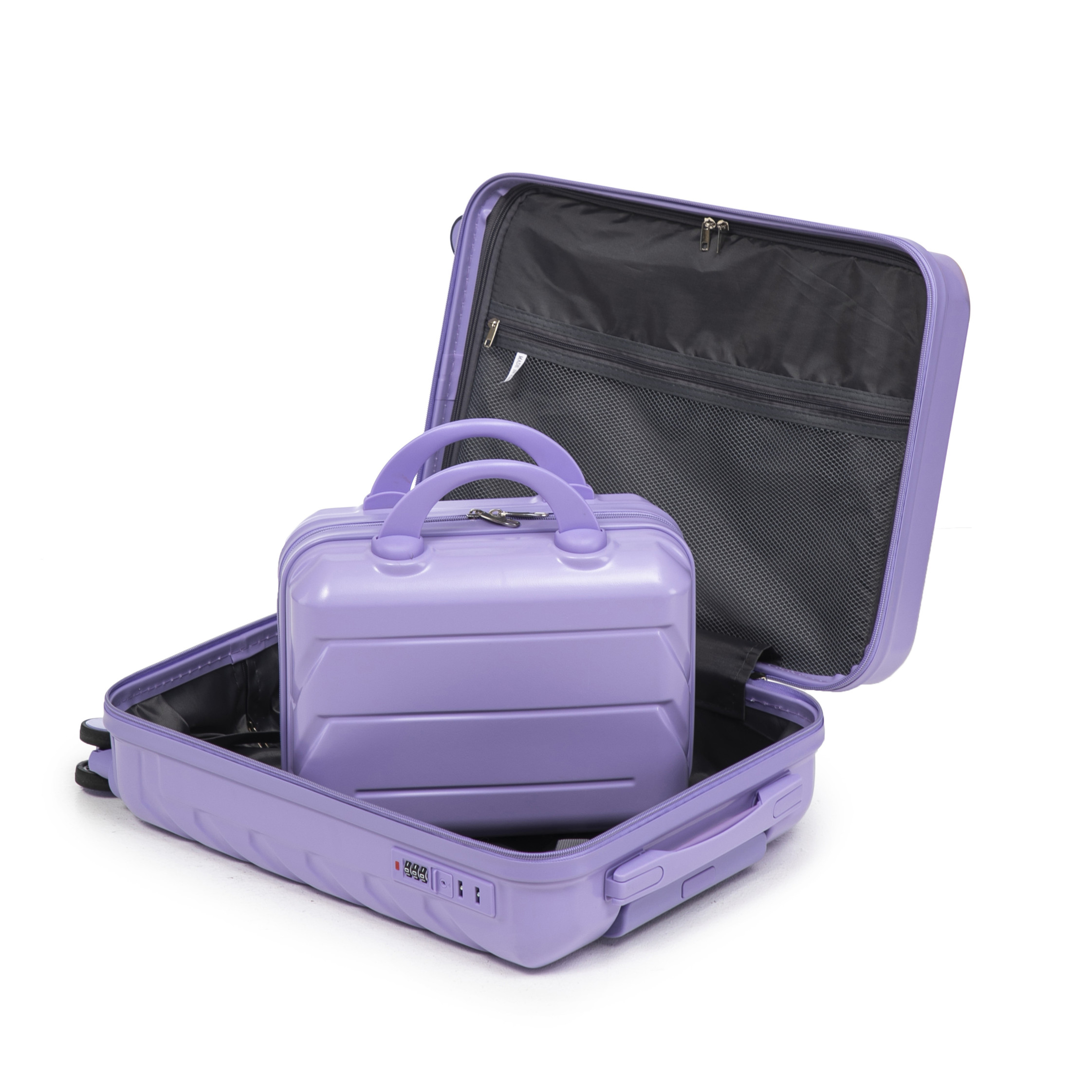 Noble House Lorven 2-Piece ABS Spinner Luggage Set, 20" Carry-On Suitcase and Cosmetic Case, Combination Lock, Purple