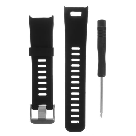 Silicone Watchband Wrist Band Strap Replacement Quick Release Band Compatible for Garmin HR (Black)