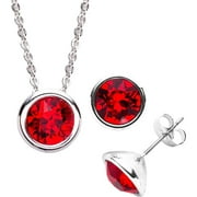 Swarovski Crystal Silver-Plated Necklace and Earring Set, Available in 12 Birthstones