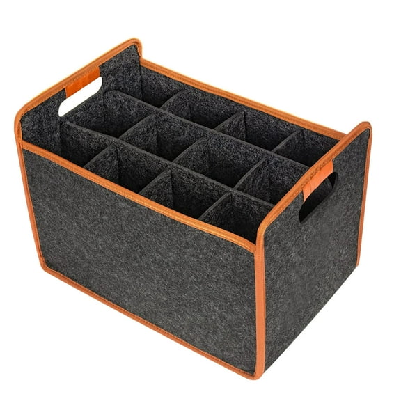 Wine Travel Bag 6/12-Bottle Felt Wine Carrier Storage Box with Divider