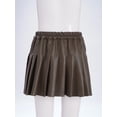 thumbnail image 4 of Miutii Faux PU Leather Skirts for Kids Girls High Waist Pleated Mini Skirts A-line Skater Skirts Casual Solid Skirts Coffee 11-12, 4 of 7