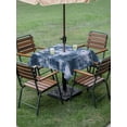 thumbnail image 4 of Outdoor Tablecloth with Umbrella Hole for Patio/Picnic/Party/Camping, Navy Blue Ombre Waterproof Table Cloth Square Cover Washable, Gradient Abstract Art Vintage (60"x 60"), 4 of 8