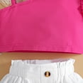 thumbnail image 6 of YTDSCS 12M-6T Girls Summer 2 Piece Outfits for Baby Kids One Shoulder Halter Shirt Tops and Elasticated Waist Shorts Set, 6 of 9
