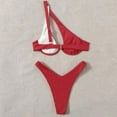 thumbnail image 5 of Women's Color Block Halter Bikini Set High Slit for Casual and Stylish Beach Outfits Bathing Suit, 5 of 7