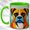 Green, variant on Geometric Boxer Coffee Mug, Colorful Dog Mug, Ceramic 11 oz