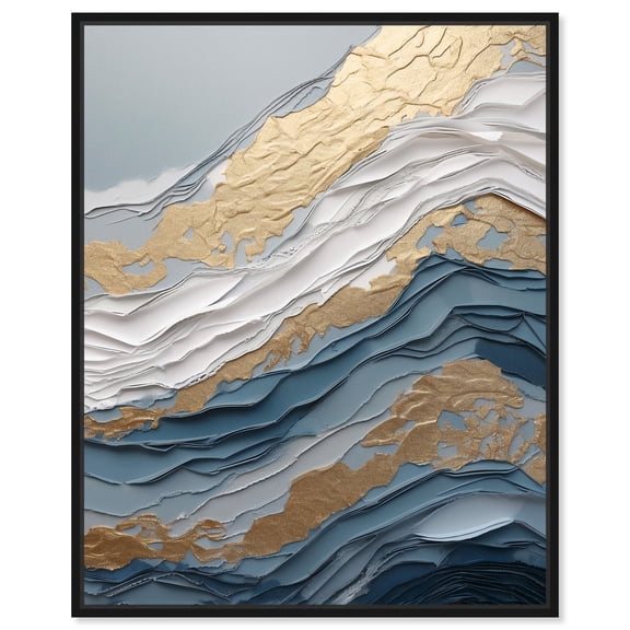 Layers Of Glam Water Canvas Modern Blue Abstract Wall Art by Art Remedy, Black Frame, 16" x 20"