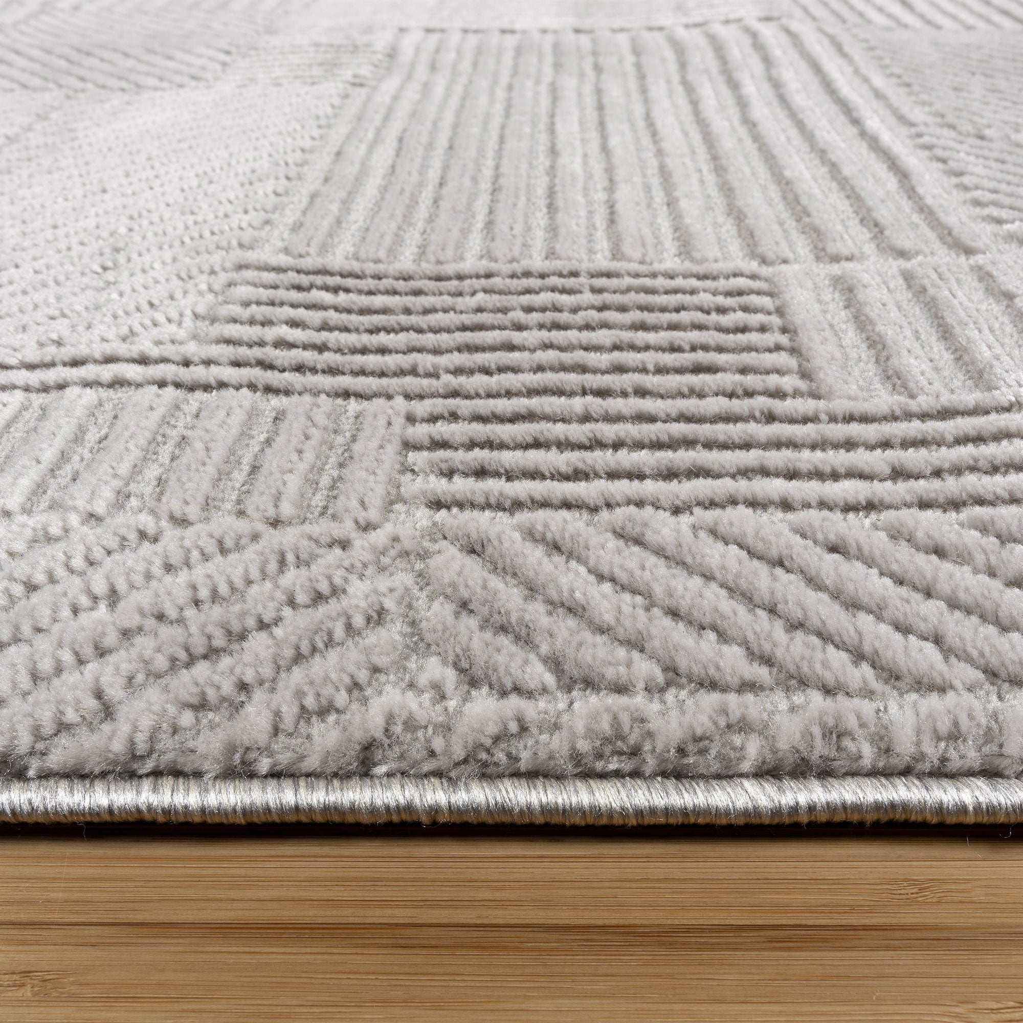 Arlo Dearra Modern Geometric Silver Area Rug, 6x9