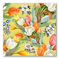 Designart ' Blooming Orange and White Tulips IV ' Traditional Canvas Wall Art Print