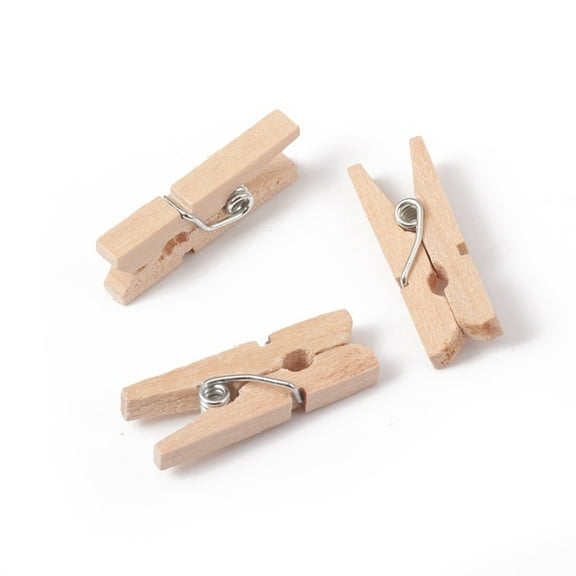 100pcs Natural Wooden Craft Pegs Clips Clothespins Craft Photo Clips BurlyWood 25.5x8.5x5.5mm