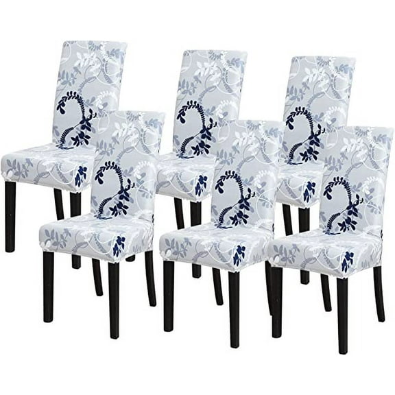 Zhuge Dining Chair Cover for Dining Room Set of 6 Grey Stretch Removable Washable Kitchen Parsons Chair Covers 6 Pack, Flower Pattern C