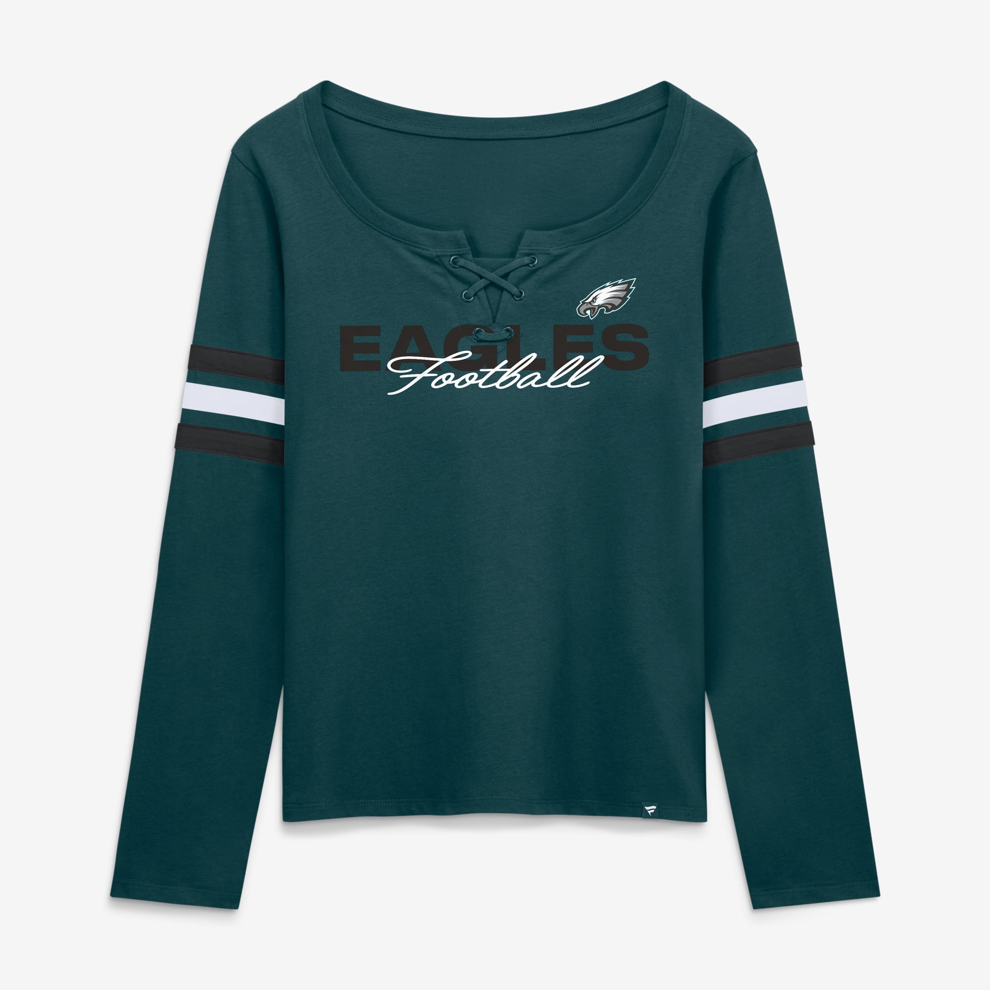 Women's Fanatics Midnight Green Philadelphia Eagles Team First Coverage Scheme Lace-Up Long Sleeve T-Shirt