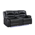 thumbnail image 5 of Martin 3 Pc Manual Reclining Sofa set finished with Faux Leather/ Wood in Black, 5 of 13