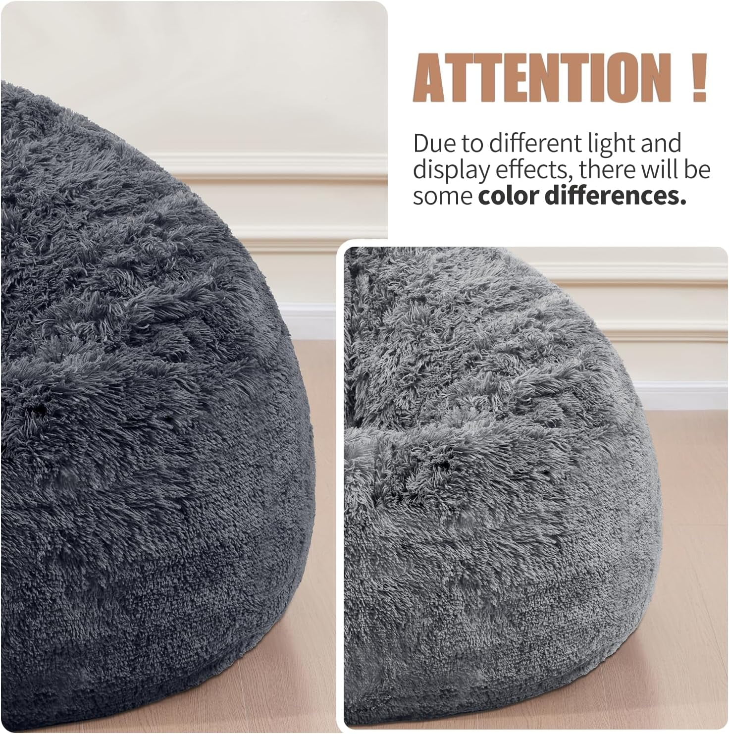 Bean Bag Cover (No Filler) Soft Faux Fur Stuffed Animal Bean Bag Storage, Fluffy Plush Bean Bag Chair Cover Washable, Comfy Bean Bag Covers for Adults Kids Teens