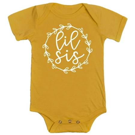 

Olive Loves Apple Big Sis Lil Sis T-Shirts and Bodysuits for Baby and Toddler Girls Sibling Outfits White on Mustard Bodysuit 24 Months