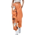 thumbnail image 1 of Pantalones holgados Gibobby moda mujer chándal estampado Halloween calabaza Cintura alta Bolsillos Anaranjado L, 1 of 4