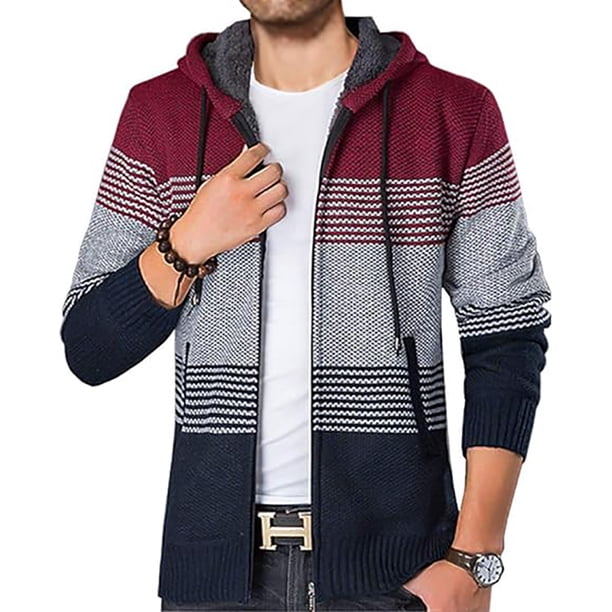 Sudadera con capucha para hombre, jersey, sudadera de punto, cárdigan, jersey con capucha de invierno para ocio, chaqueta de punto, interior de forro polar, chaqueta con capucha para hombre
