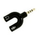 thumbnail image 2 of Monstrate Divisor de audio de 3,5 mm Conveniente conector estéreo Convertidor de sonido externo Teléfono Auriculares Altavoces Accesorios para Cables de audio/vídeo negro, 2 of 6
