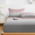 thumbnail image 6 of Full Size Fitted Sheet Set - Gradient Pink Grey, 3 Piece Bedding Sets 16" Deep Pocket Fitted Sheet with 2 Pillowcases Modern Abstract Color Ombré Art Brushed Microfiber Hotel Luxury Bed Sheets, 6 of 9