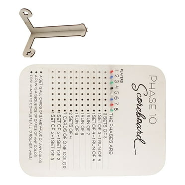 Phase 10 Scoreboard Round Trackers Board with Colored Pegs Scoring Board