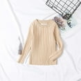 thumbnail image 2 of SUXIAN Girls Sweaters Soft Knit Pullover Comfortable Round Neck Long Sleeve for Toddler Kids Casual Warm Fall Winter Khaki 4-5 Years, 2 of 8