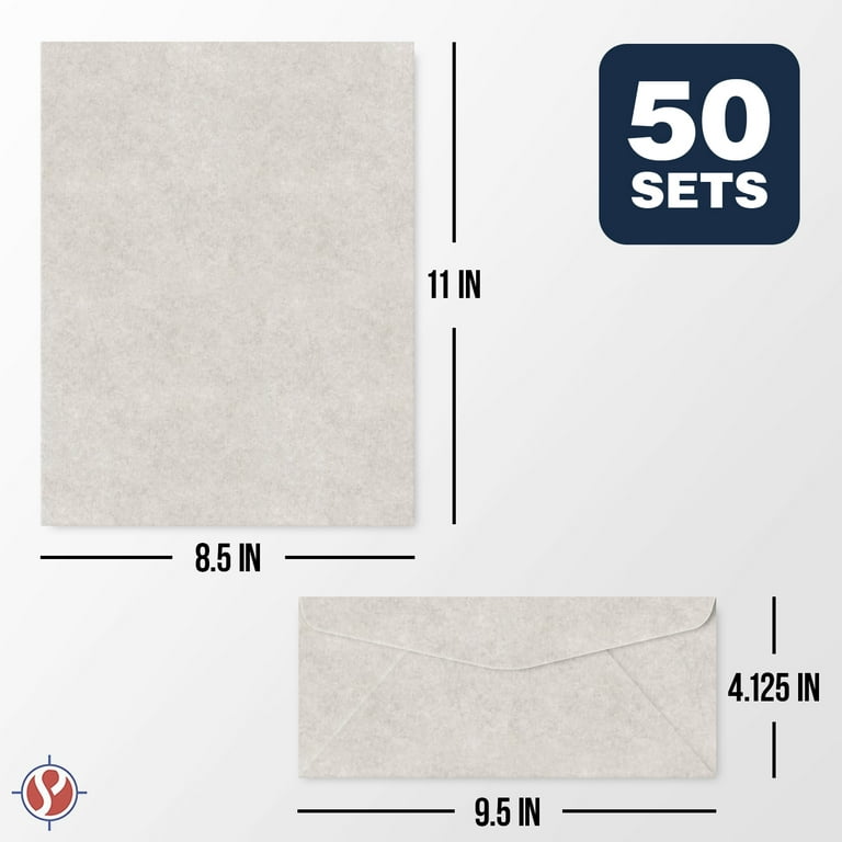 Gray Parchment Paper, 8.5 x 11 Inches, 24 lb, - 50 Sheets per Pack.