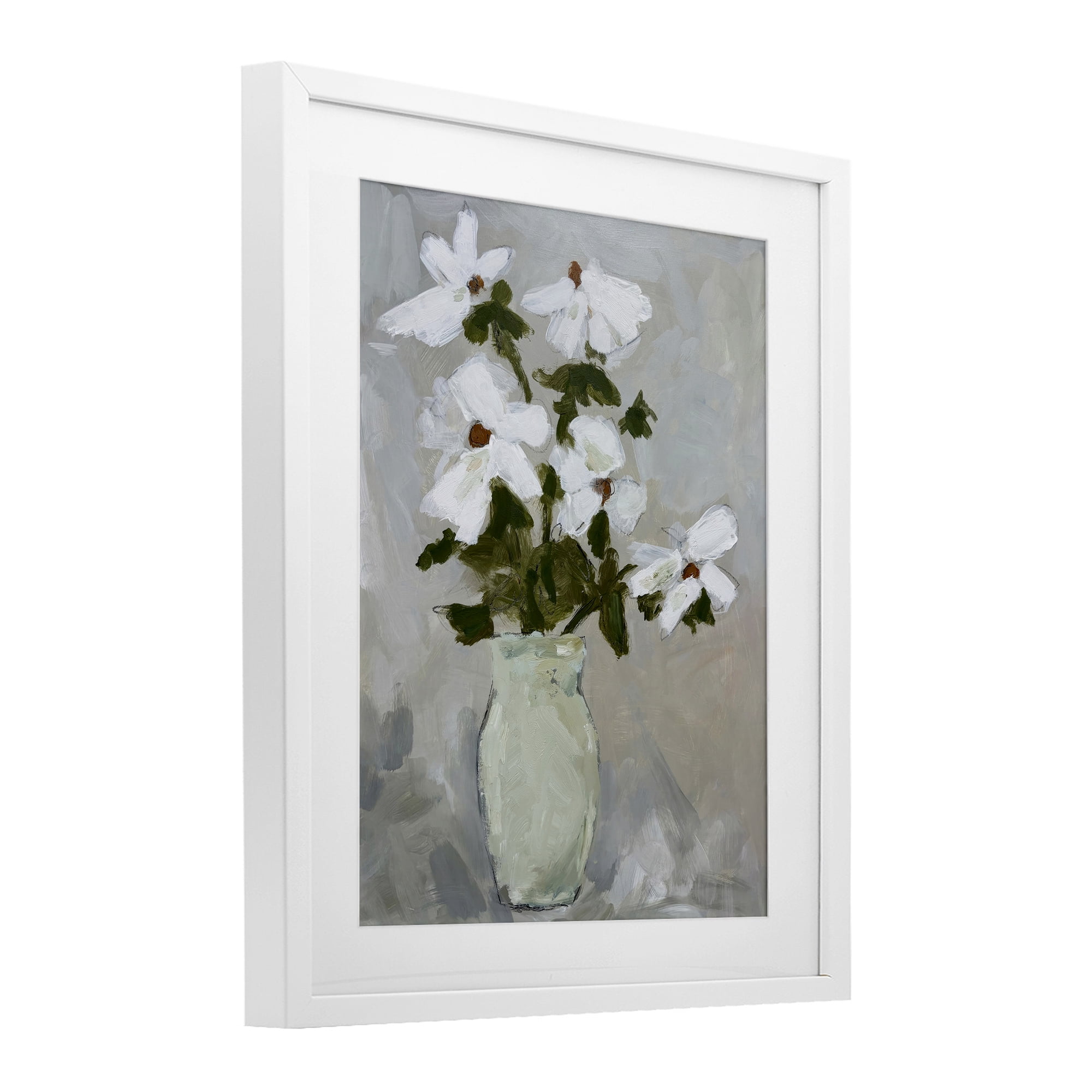 Stupell Industries Cosmos Flowers Serene Rustic Vase White Framed Print Under Glass, design by Chloe Elliot