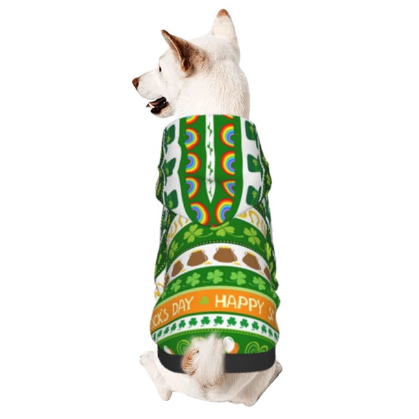 Fotbe St. Patrick's day in green colors Sudadera con Estampado para Perros Pequeños – Suéter con Capucha para Mascotas, Tela Suave de Forro Polar con Bolsillo-X-Large