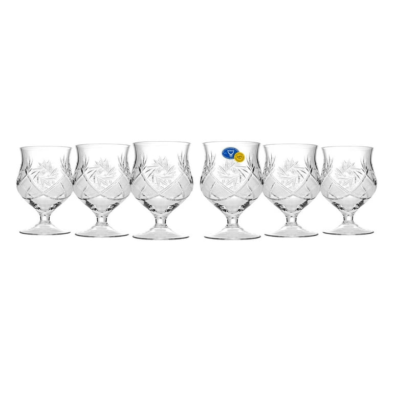 SET of 6 Russian CUT Crystal Drinking Glasses 150ml/5oz - Hand Made