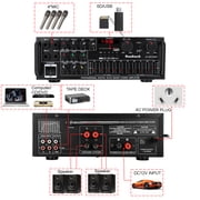 Sunbuck bluetooth Home Theater Stereo Amplifier Receiver, Peak 2000W HIFI AMP FM/MP3 Radio USB/SD/4-Mic, 2 Tack Output with EQ for Home Theater and Car