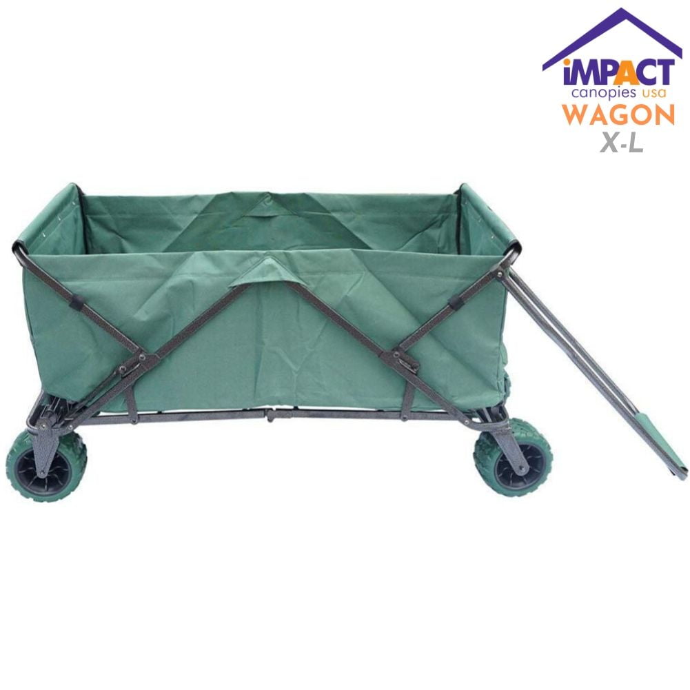 Extra-Large Wagon with All-Terrain Wheels Impact Canopy Folding Collapsible Utility Wagon Forest Green 