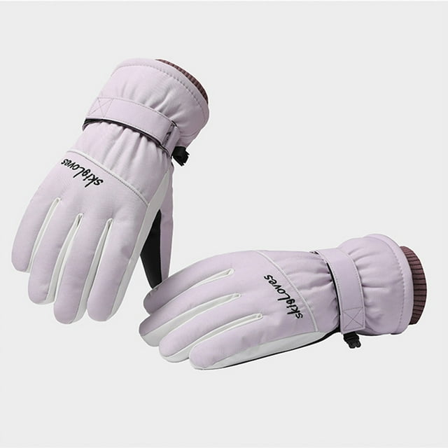 Women Ski Mittens Winter Warm Plush Thickened Windproof Waterproof Outdoor Riding Mittens