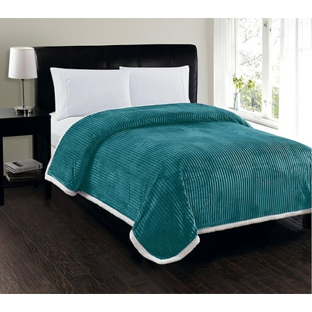 Elegant Comfort Best, Softest, Luxury Micro-Sherpa Blanket on Walmart! Heavy Weight Stripe Design Ultra Plush Blanket, Full/Queen,