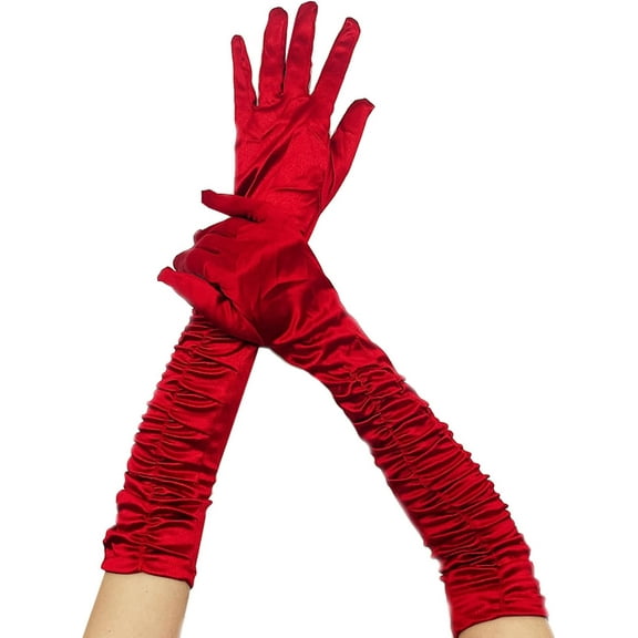 YooGuoGuo Women Satin Long Evening Gloves Retro Arm Sleeves for Ladies Bridal Wedding Opera 1920s Party