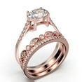 thumbnail image 3 of Dazzling Minimalist Art Deco 2.50 Carat Oval Cut Diamond Moissanite Unique Engagement Ring, Wedding Ring, Two Matching Band in 10k Solid Rose Gold, Gift For Woman, Promise Ring, 3 of 4