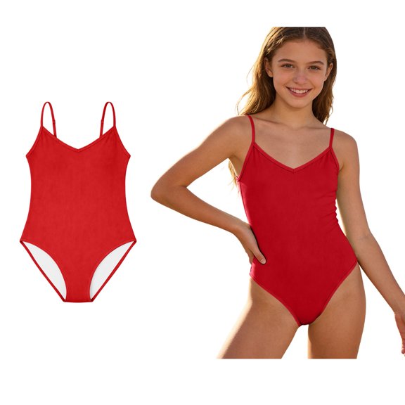 Girls Swimsuits Red Girls 1 Piece Swimsuit Quick Drying Cute Bikini Swimwear Summer 5-6Y