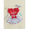 thumbnail image 5 of BemeyourBBs Baby Girls 4th of July Set Flying Sleeve Romper Tulle Skirt Headband, 5 of 9