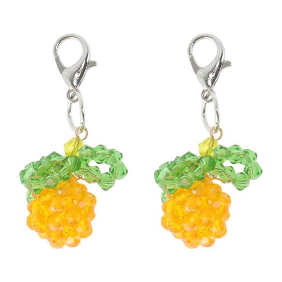 Unique Bargains 1 Pair Shoelace Charms Sparkly Pineapple Beaded Decorative Shoe Clips Yellow Green